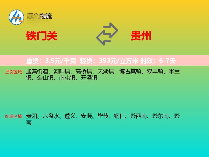 铁门关到贵州物流专线