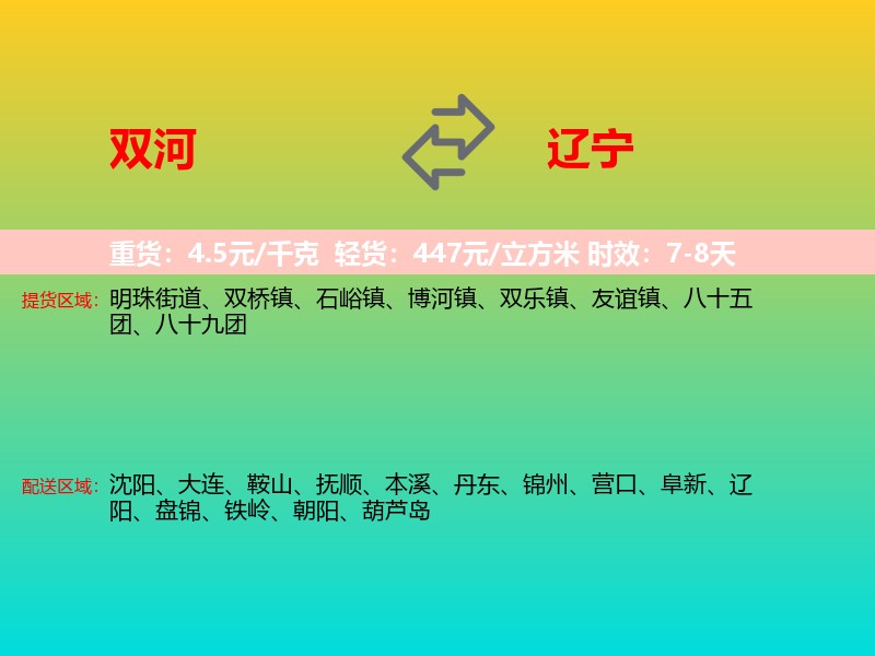 双河到辽宁长途搬家
