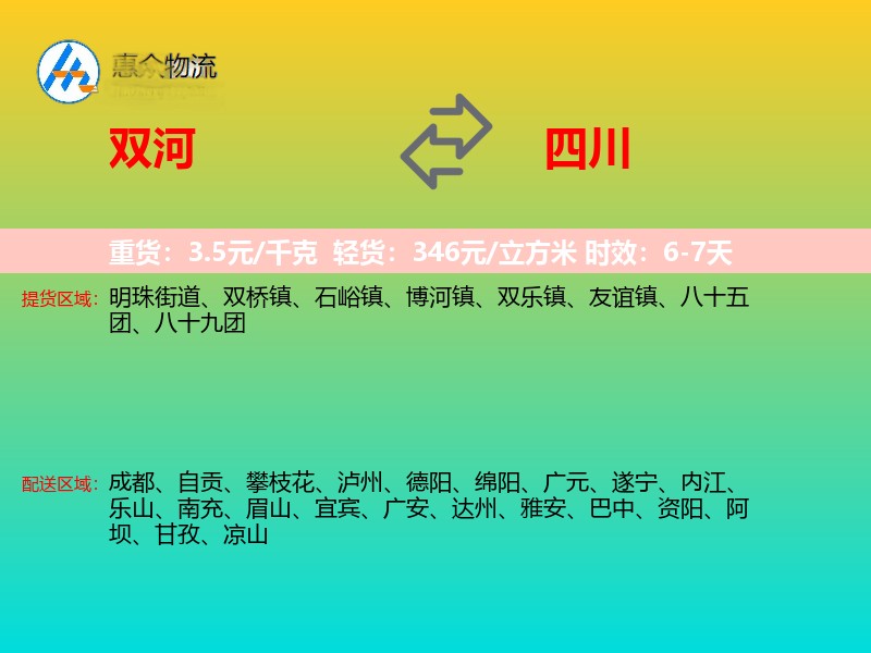 双河到四川轿车托运