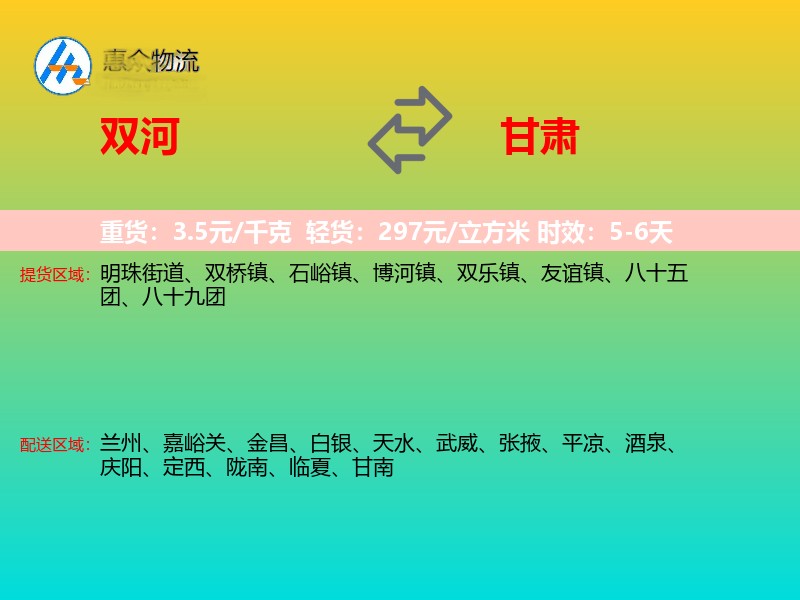 双河到甘肃轿车托运