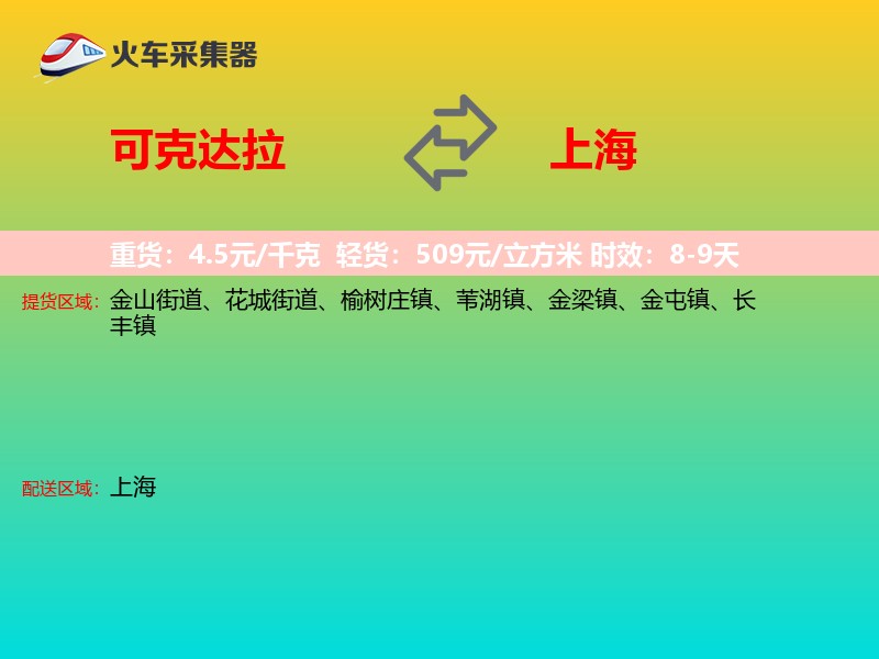 可克达拉到上海物流专线