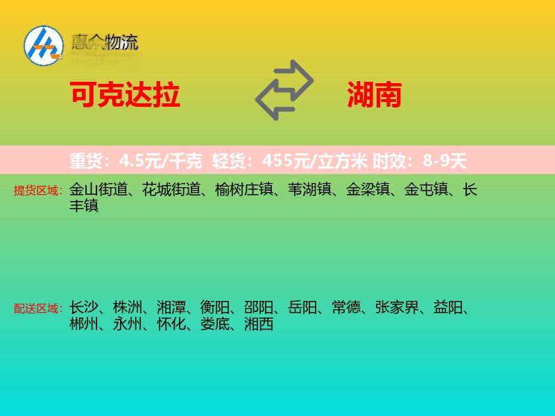 可克达拉到湖南轿车托运