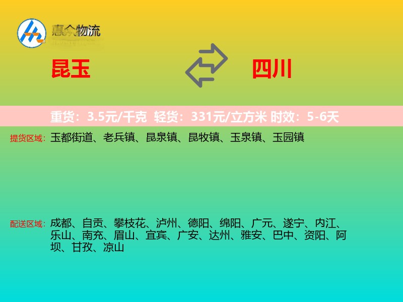 昆玉到四川长途搬家