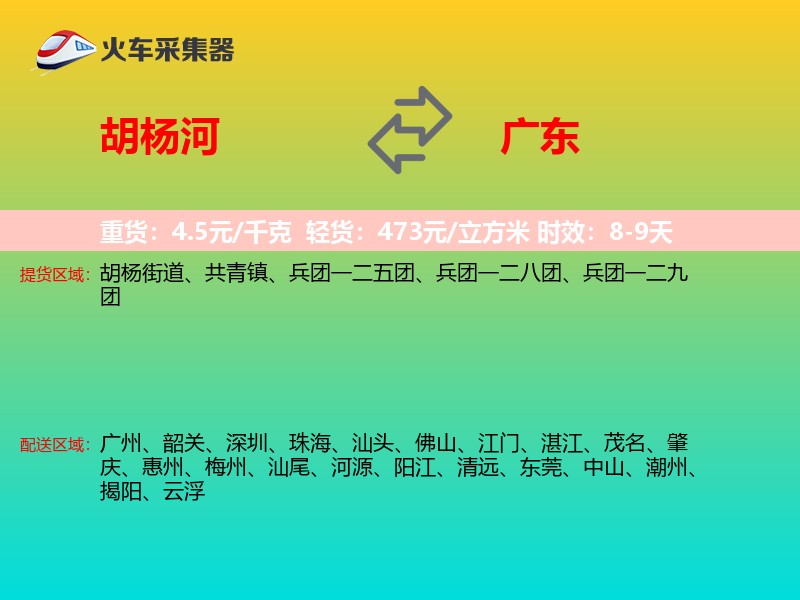 胡杨河到广东物流专线