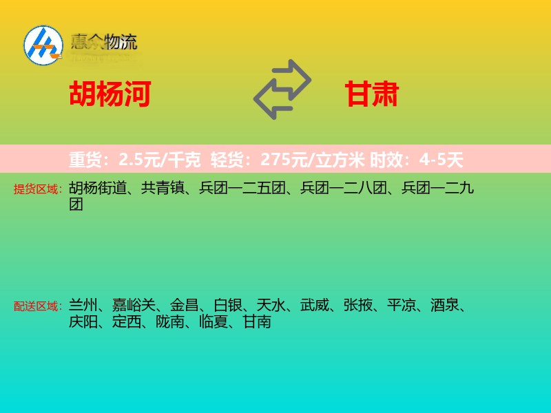 胡杨河到甘肃轿车托运