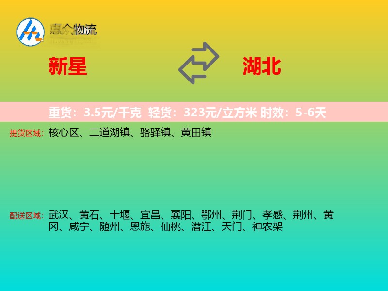 新星到湖北物流专线