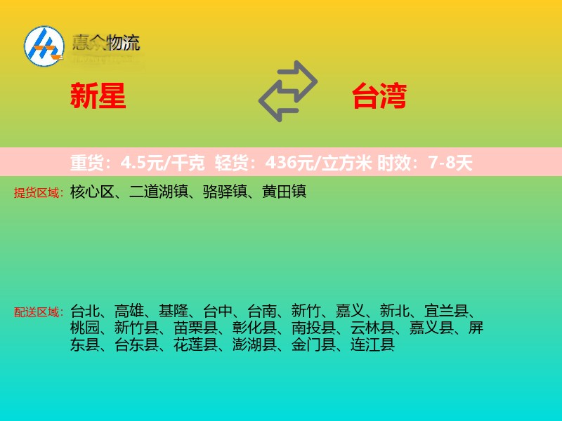新星到台湾轿车托运