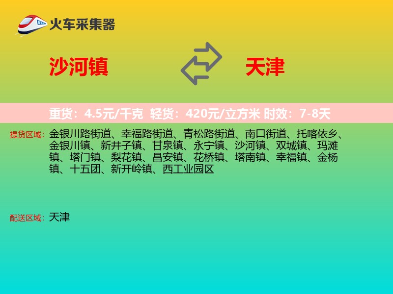沙河镇到天津长途搬家