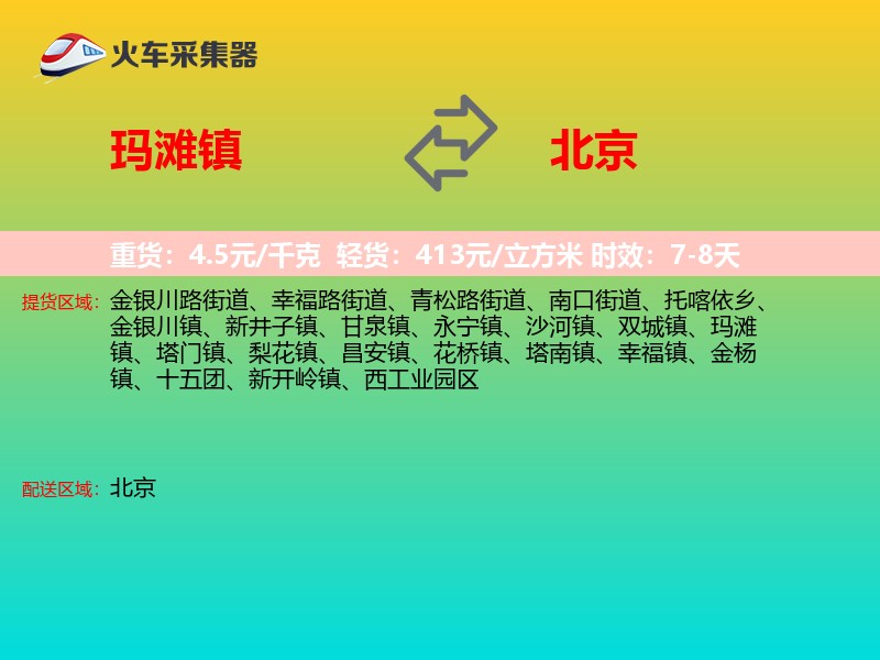 玛滩镇到北京物流专线