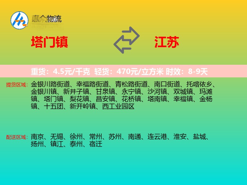 塔门镇到江苏长途搬家