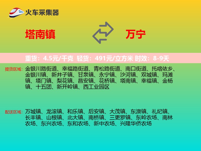 塔南镇到万宁物流专线