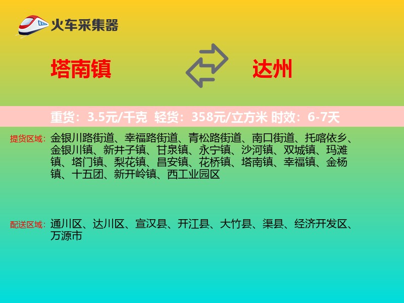 塔南镇到达州物流专线