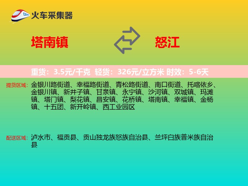 塔南镇到怒江物流专线