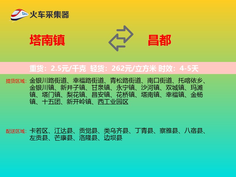 塔南镇到昌都物流专线