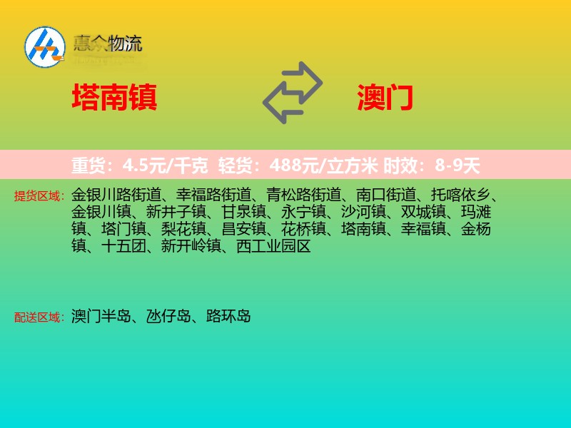 塔南镇到澳门轿车托运