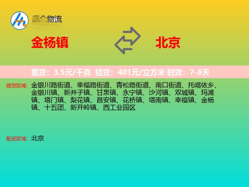 金杨镇到北京长途搬家