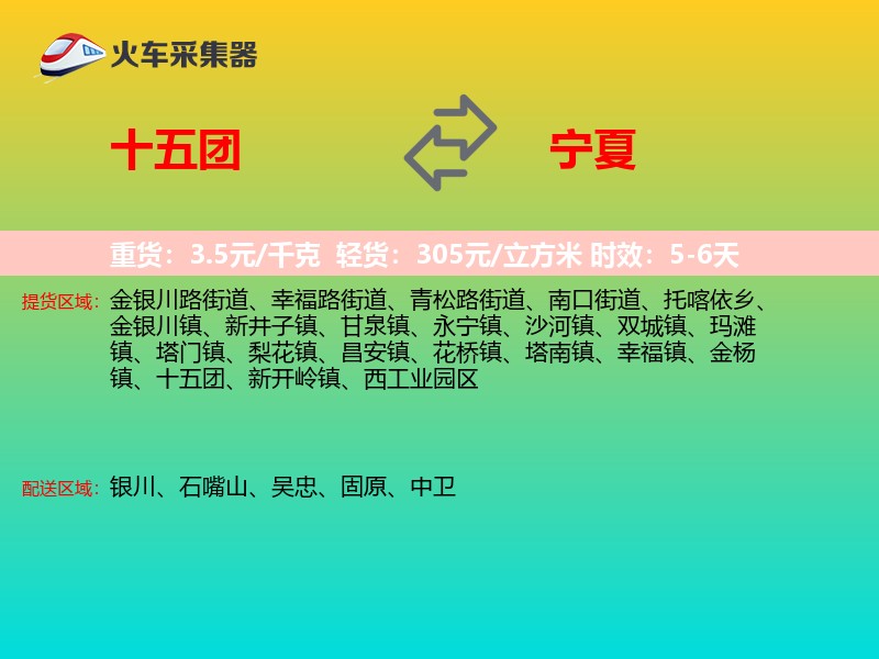 十五团到宁夏物流专线