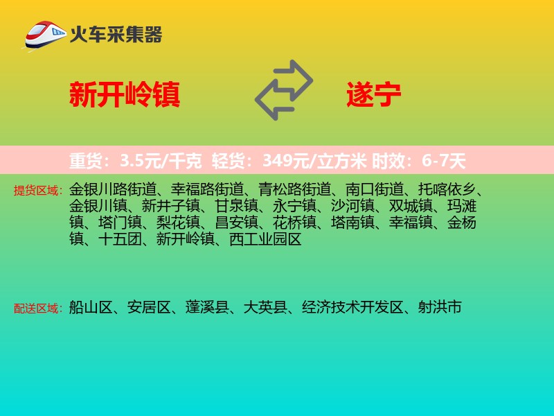 新开岭镇到遂宁物流专线