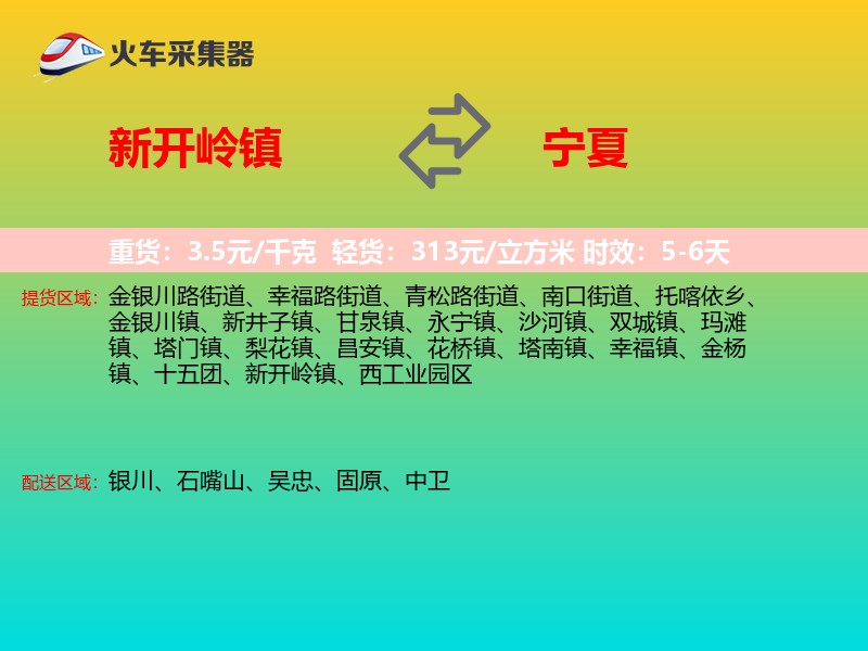 新开岭镇到宁夏物流专线