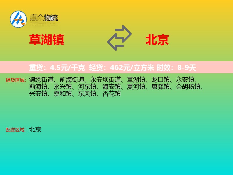 草湖镇到北京物流专线