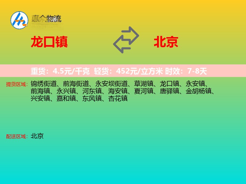 龙口镇到北京长途搬家