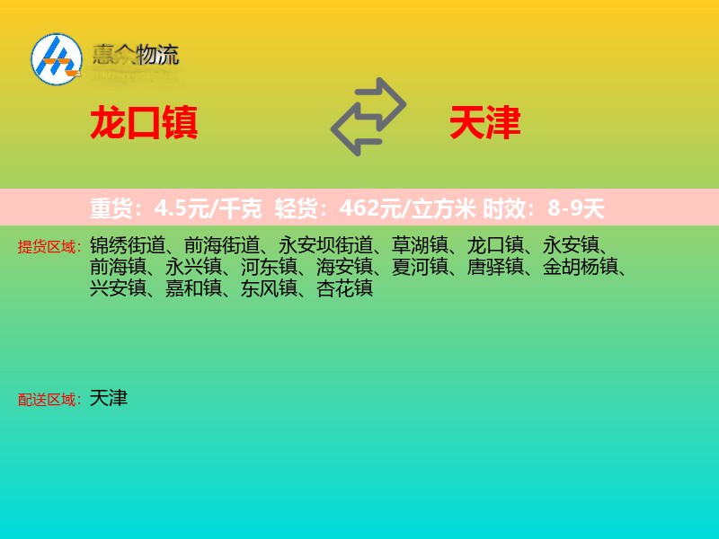 龙口镇到天津长途搬家