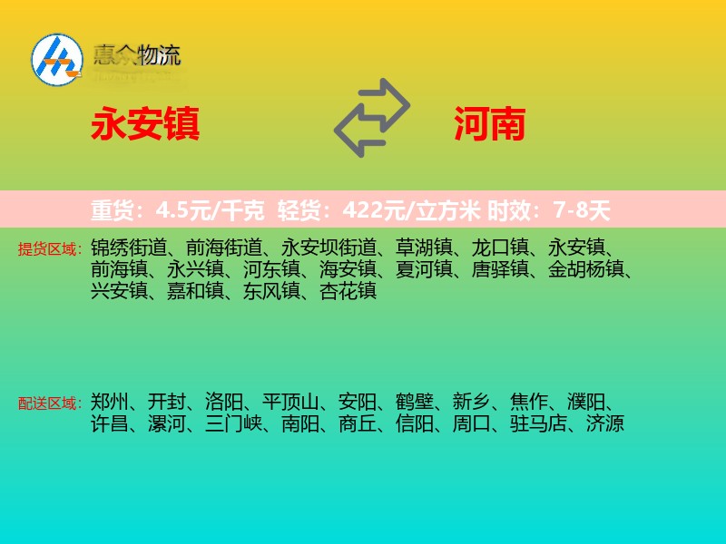 永安镇到河南轿车托运