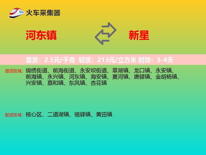 河东镇到新星物流专线