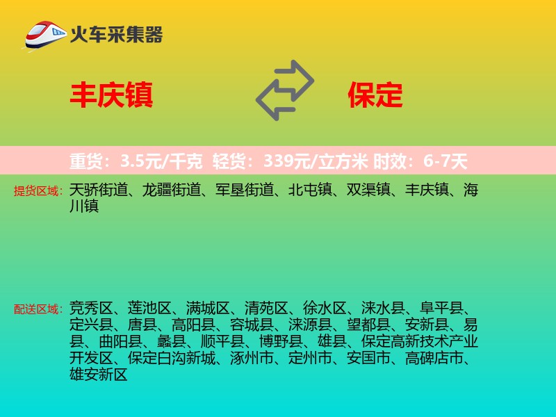 丰庆镇到保定物流专线