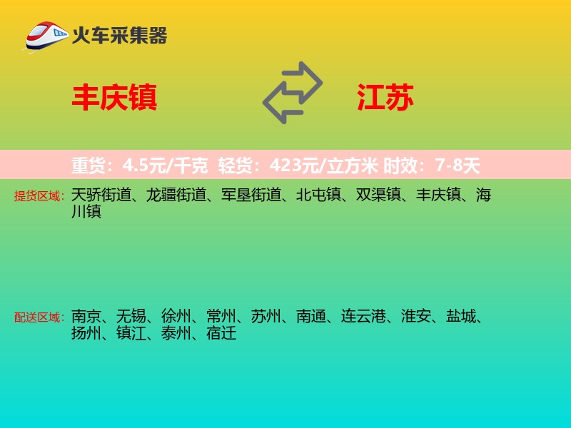 丰庆镇到江苏物流专线