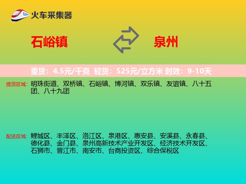 石峪镇到泉州物流专线