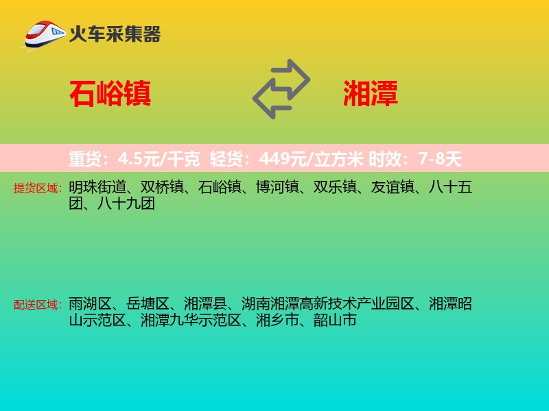 石峪镇到湘潭物流专线