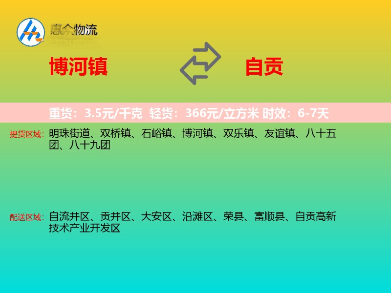 博河镇到自贡物流专线