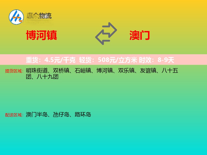 博河镇到澳门长途搬家