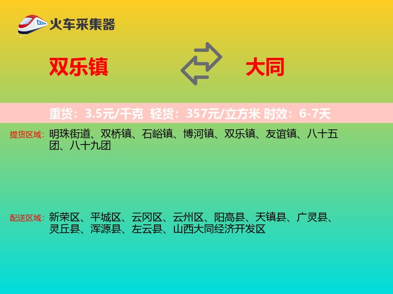 双乐镇到大同物流专线