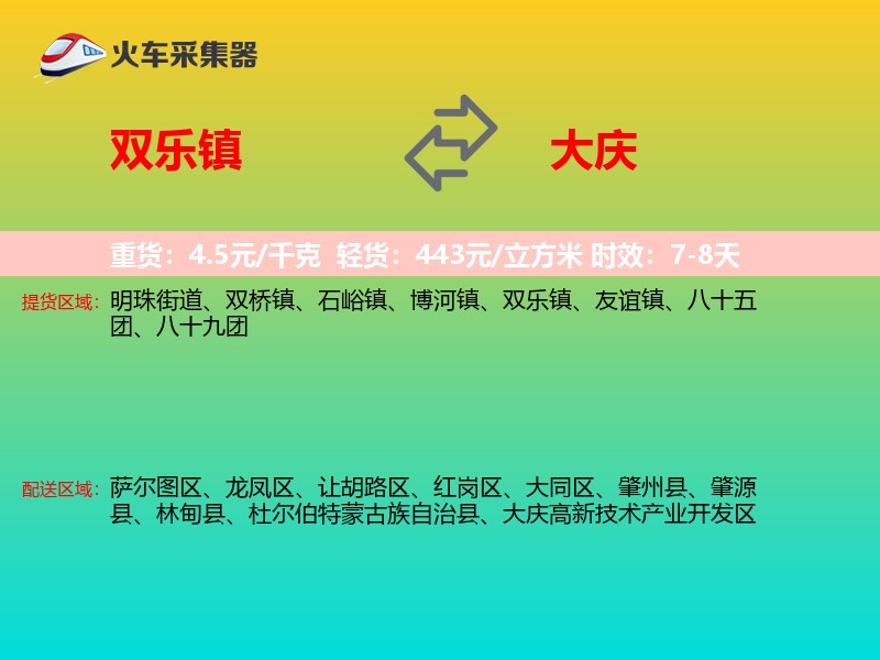 双乐镇到大庆物流专线