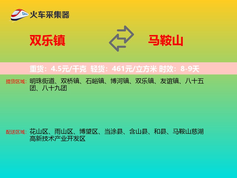 双乐镇到马鞍山物流专线