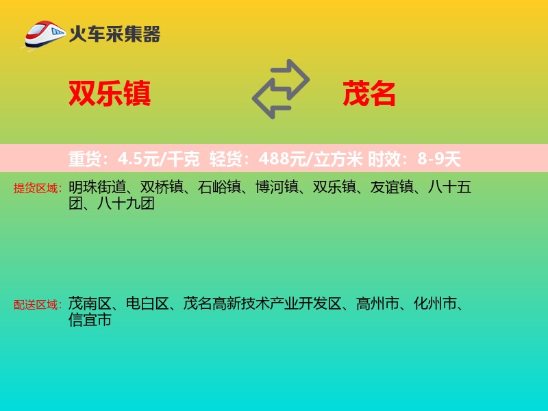 双乐镇到茂名物流专线