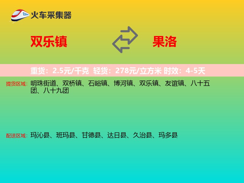 双乐镇到果洛物流专线