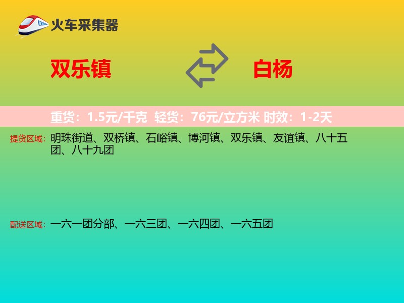 双乐镇到白杨物流专线
