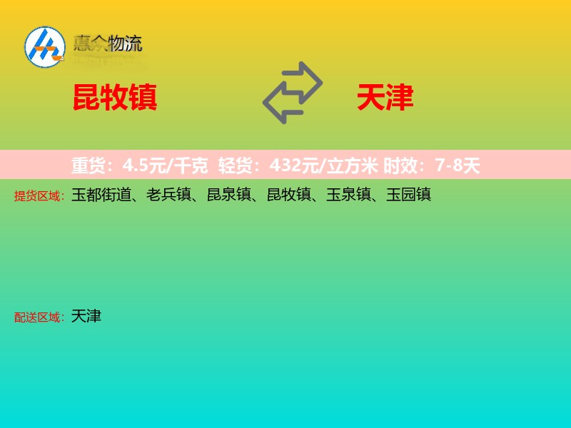 昆牧镇到天津长途搬家