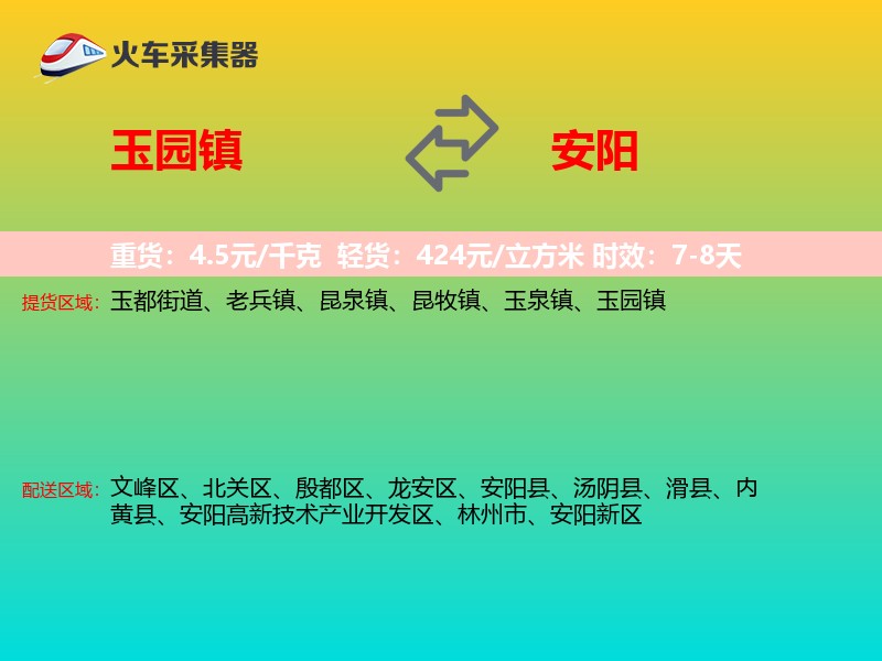 玉园镇到安阳物流专线
