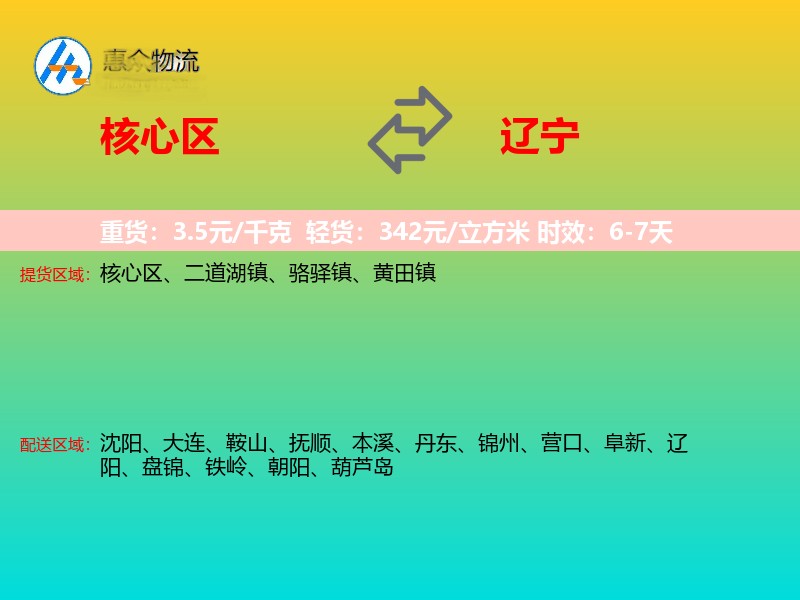 核心区到辽宁物流专线