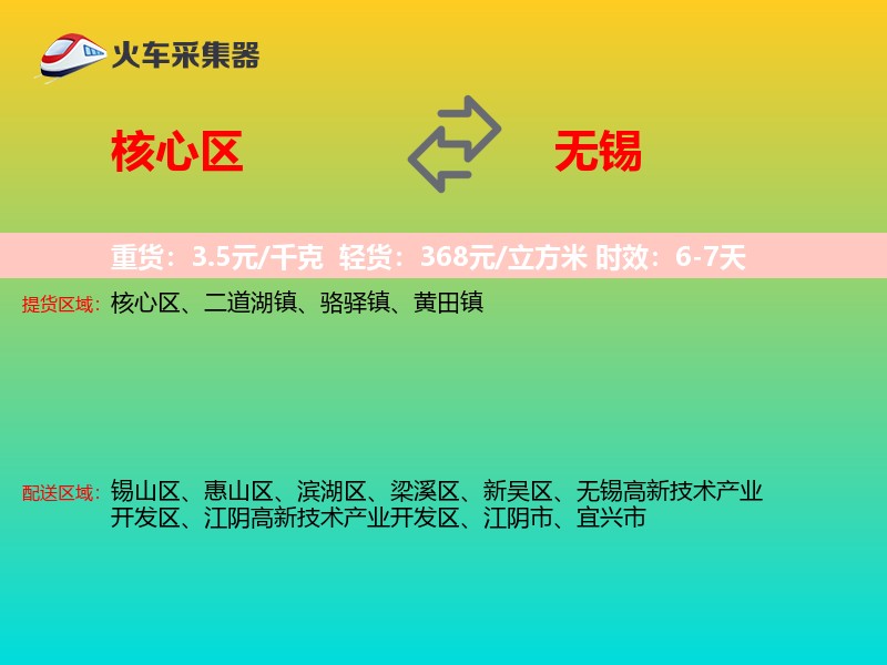 核心区到无锡物流专线