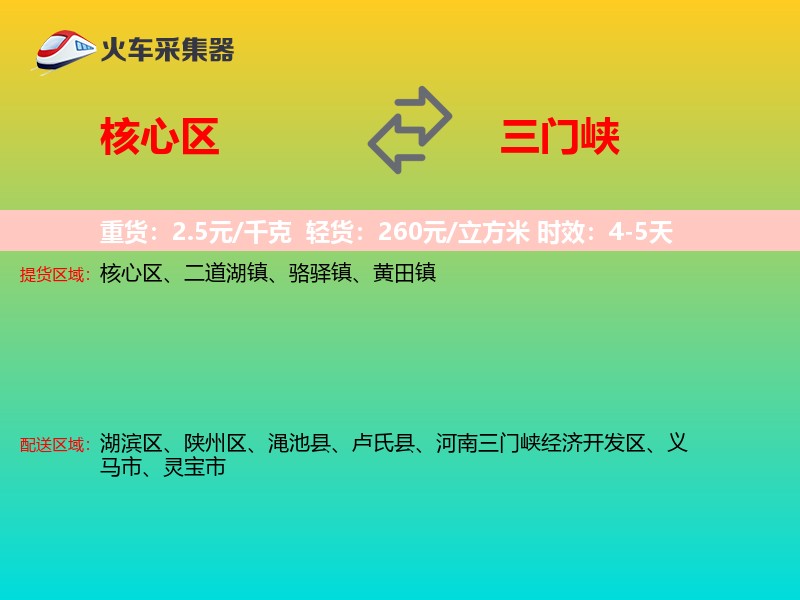 核心区到三门峡物流专线
