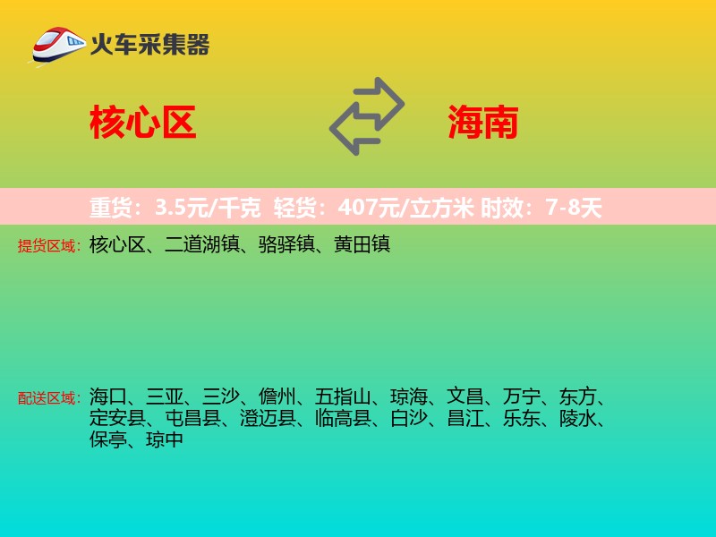 核心区到海南物流专线