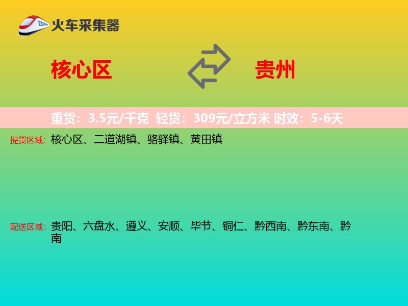 核心区到贵州物流专线