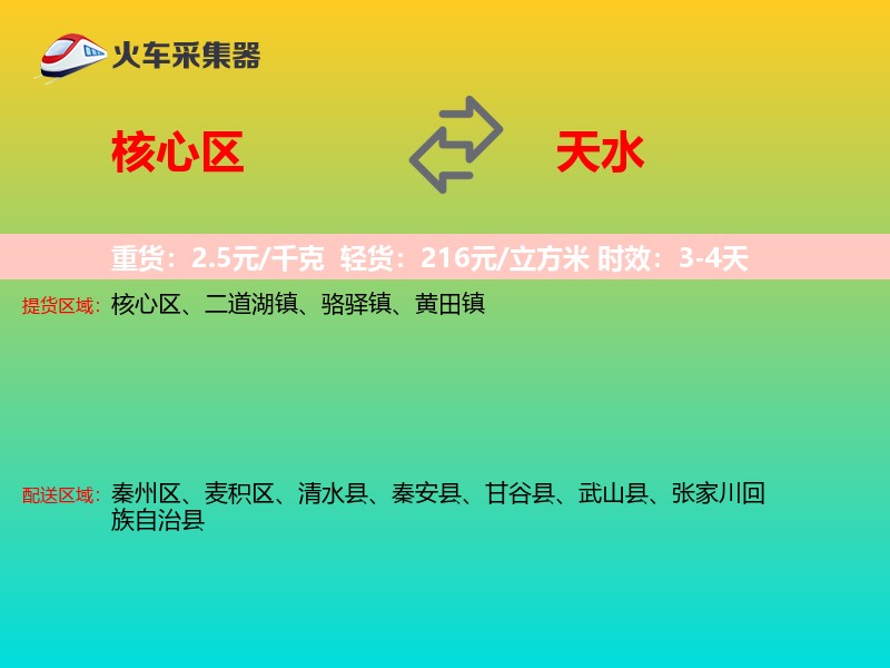 核心区到天水物流专线