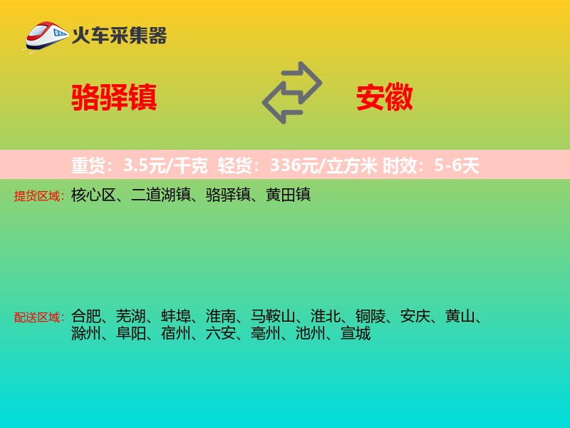 骆驿镇到安徽物流专线