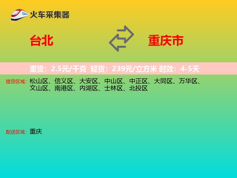 台北到重庆市物流专线